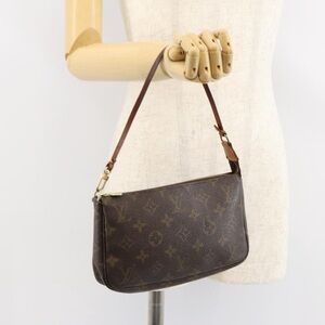 Louis Vuitton Pochette Monogram Shoulder Bag with Scarf Accent